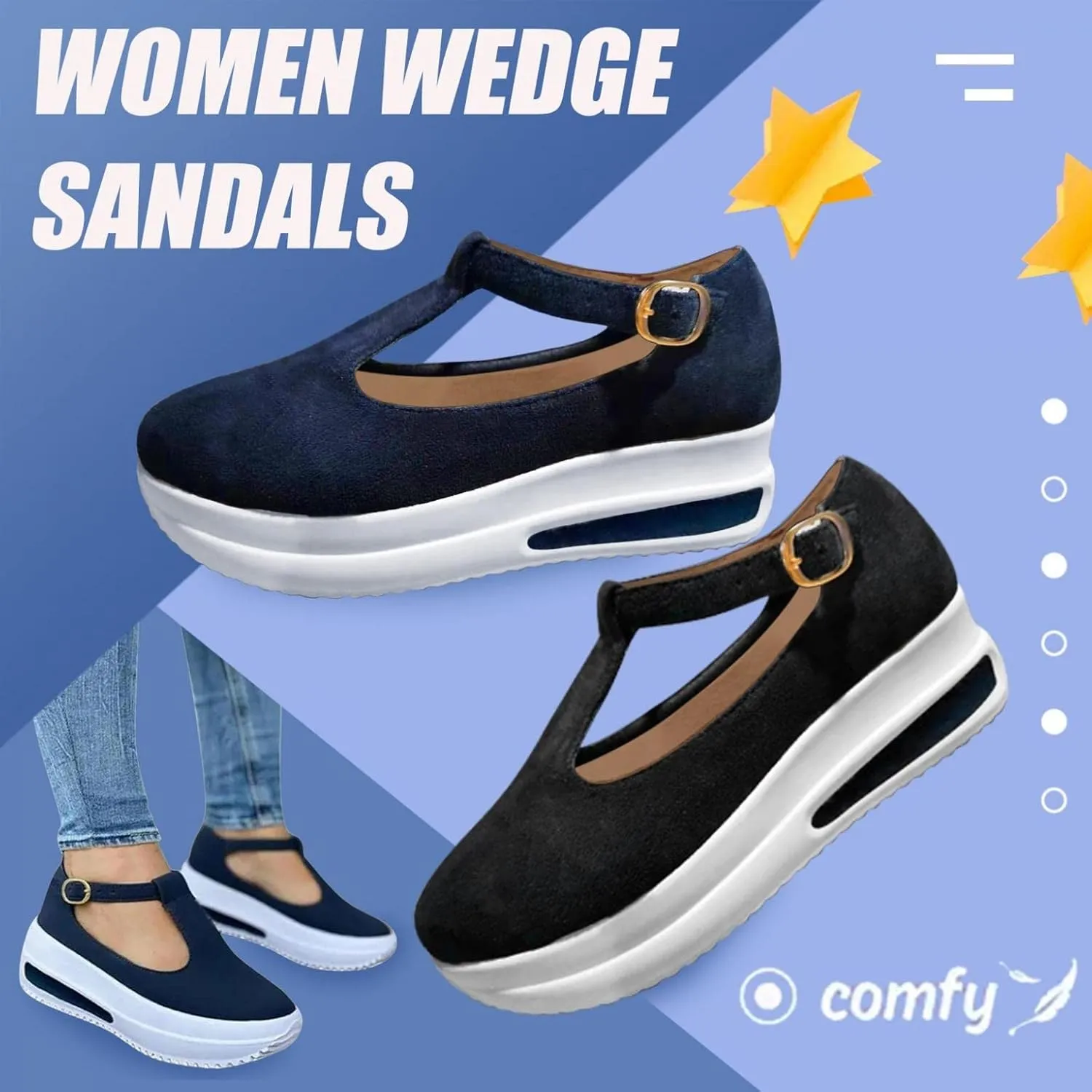 Gibobby Espadrille Wedges Flat,Pumps Women Ankle Flock Wedges High Ankle Outdoor Sandals Round Toe Casual Shoes