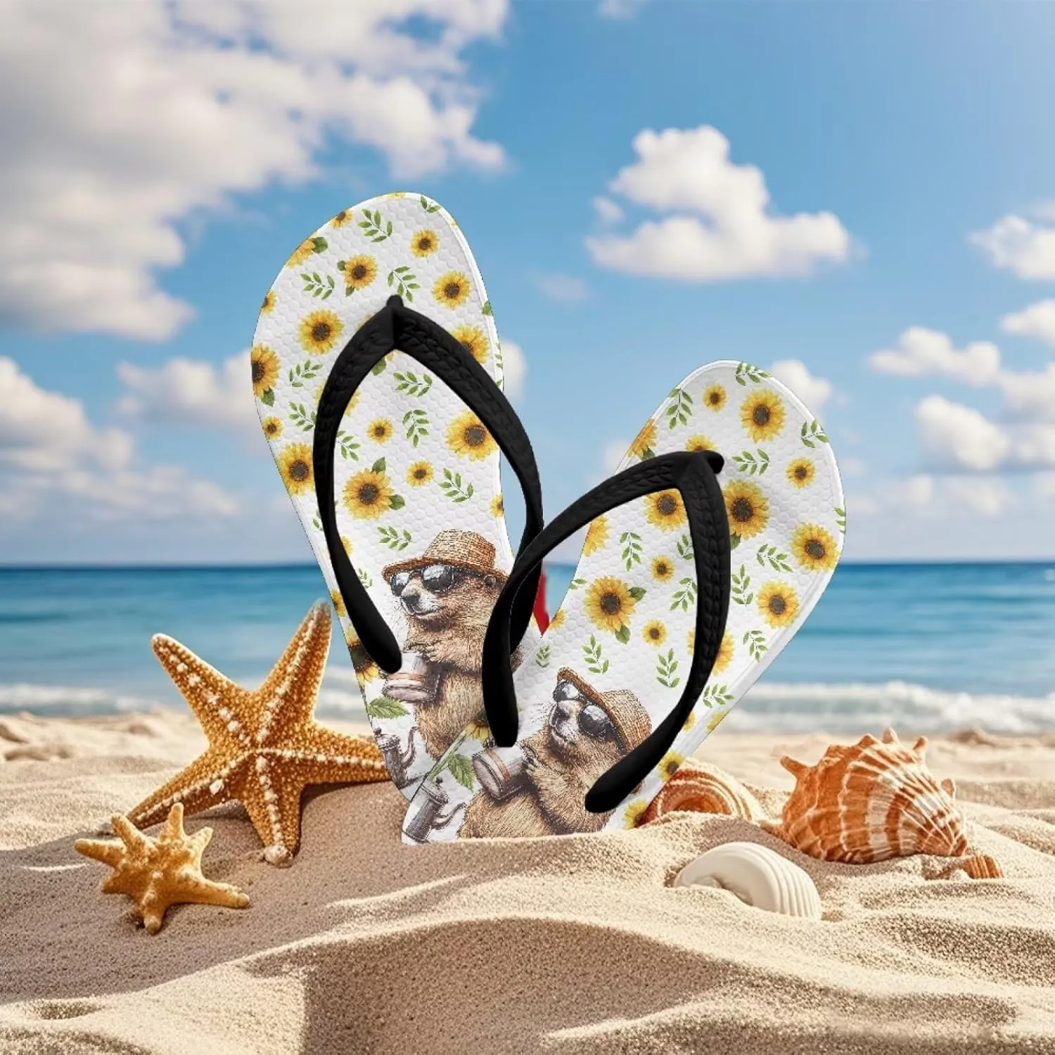 Girls Boys Cartoon Animal Print Flip Flops Sandals Kids Water Shoes Thong Beach Slides Quick Dry