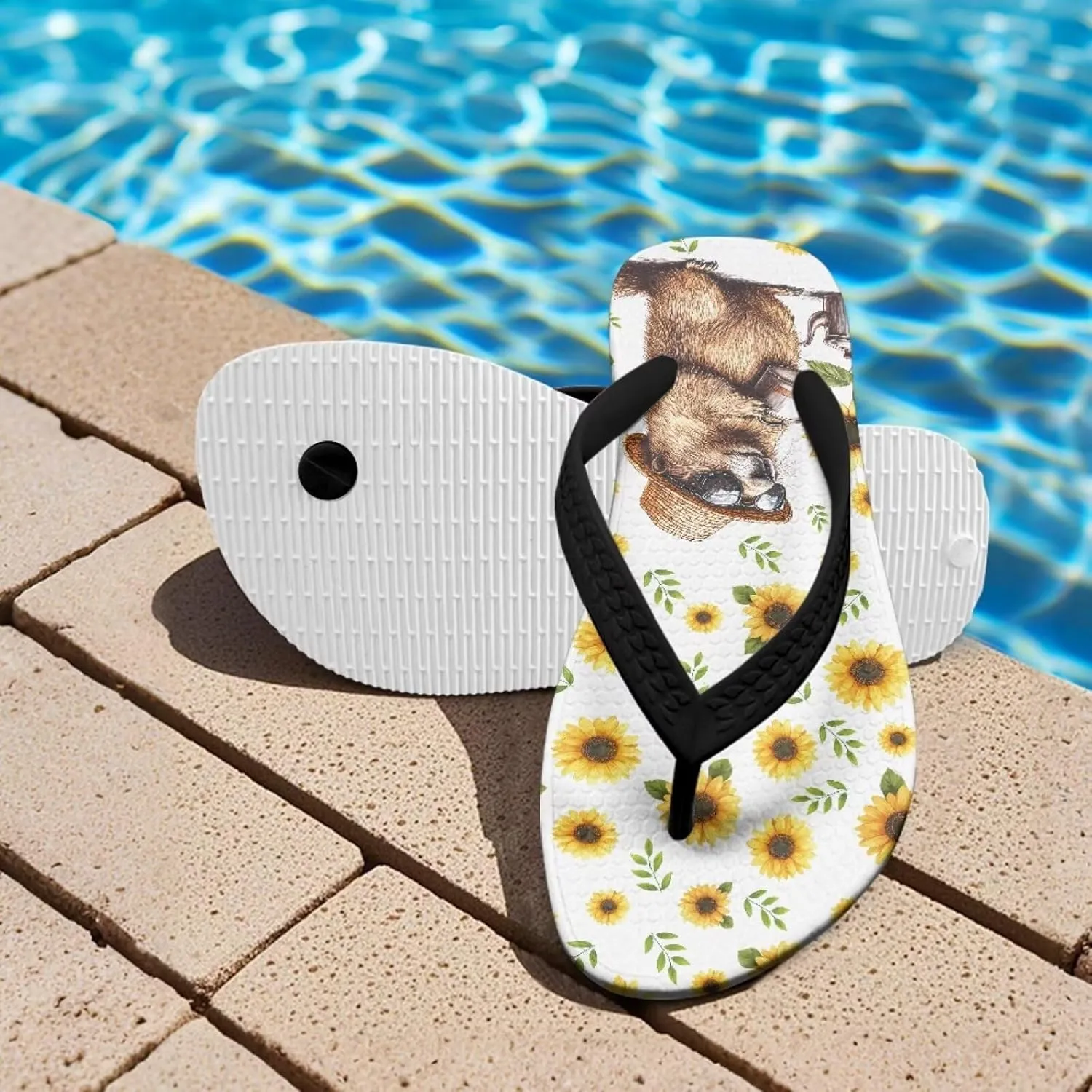 Girls Boys Cartoon Animal Print Flip Flops Sandals Kids Water Shoes Thong Beach Slides Quick Dry