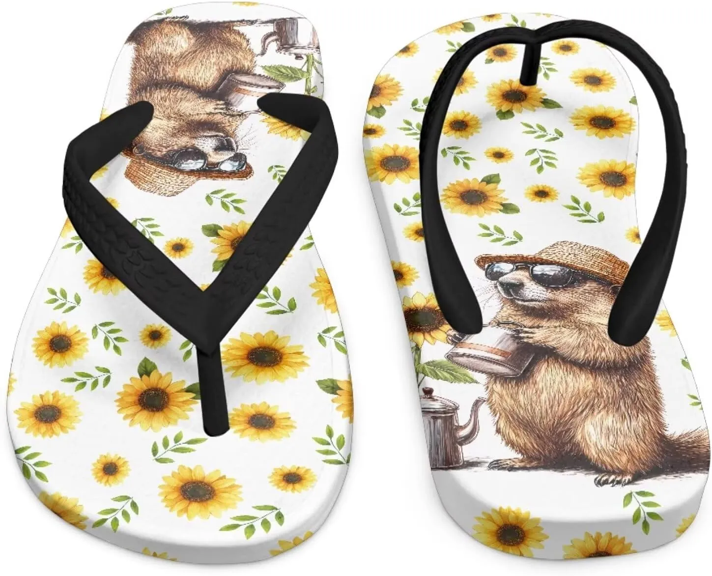 Girls Boys Cartoon Animal Print Flip Flops Sandals Kids Water Shoes Thong Beach Slides Quick Dry