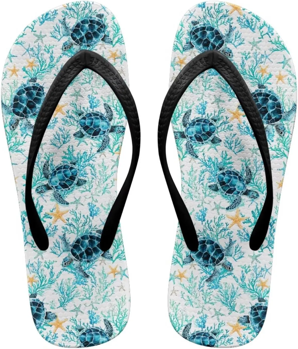 GOSTONG Flip Flops Womens Slip-on Slippers No-Slip Comfortable Casual Summer Beach Thong Sandals Black Strap Size 5-9