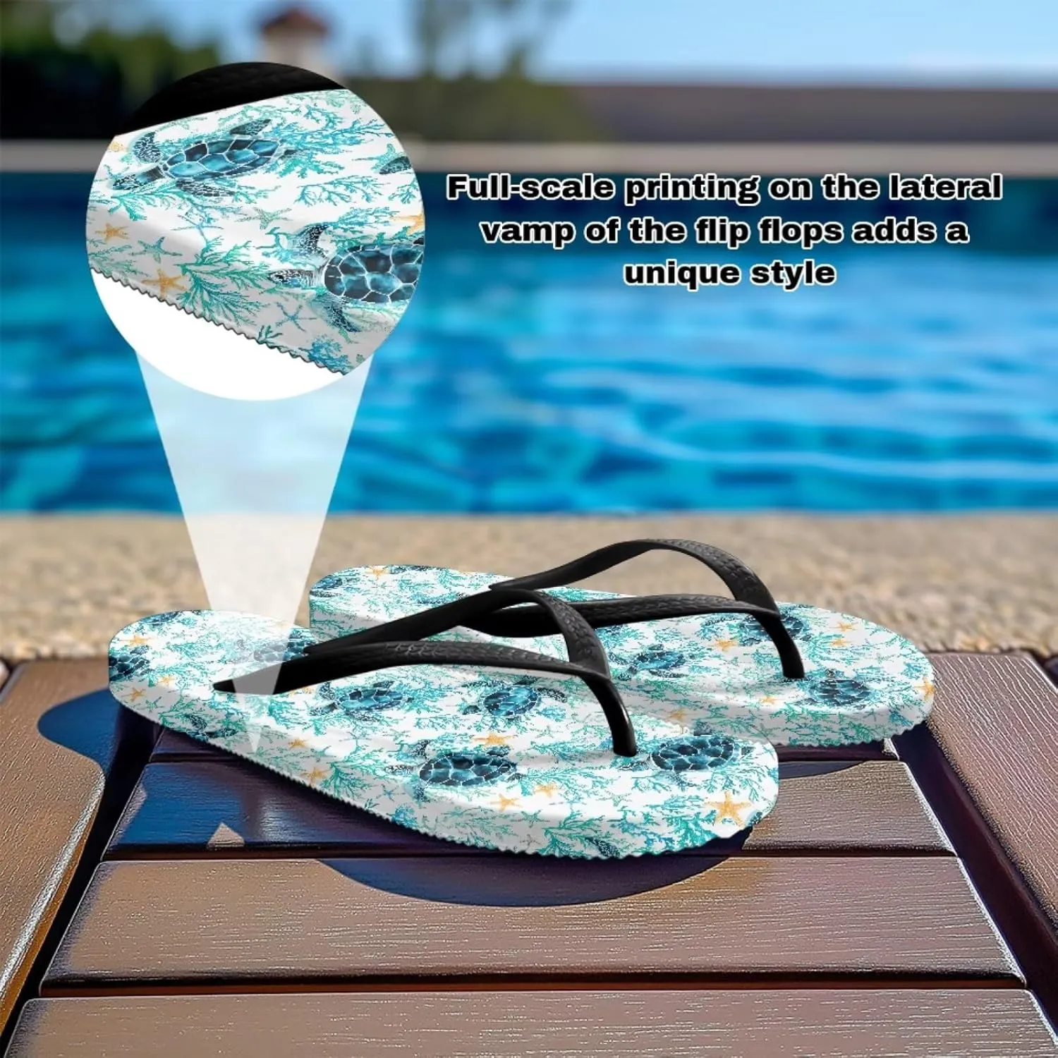 GOSTONG Flip Flops Womens Slip-on Slippers No-Slip Comfortable Casual Summer Beach Thong Sandals Black Strap Size 5-9