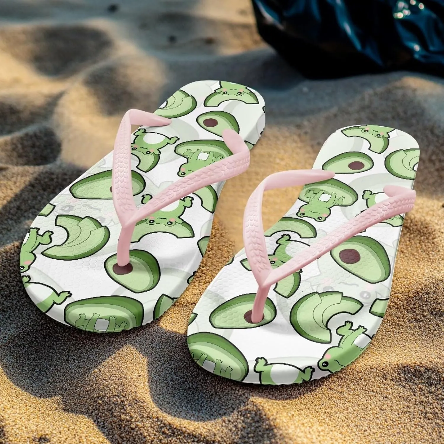 GOSTONG Women Flip Flops Soft Lightweight Beach Pool & Vacation Slides Sandals Non-Slip Sole Summer Essentials Pink Strap Size 5.5-9.5