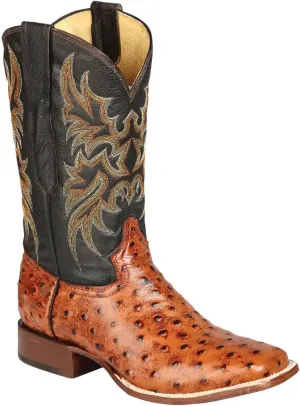 GRAL Mens Genuine Leather Quill Ostrich Print Western Cowboy Square Toe Rodeo Boots.Bota rodeo imitacion avestruz cowboy