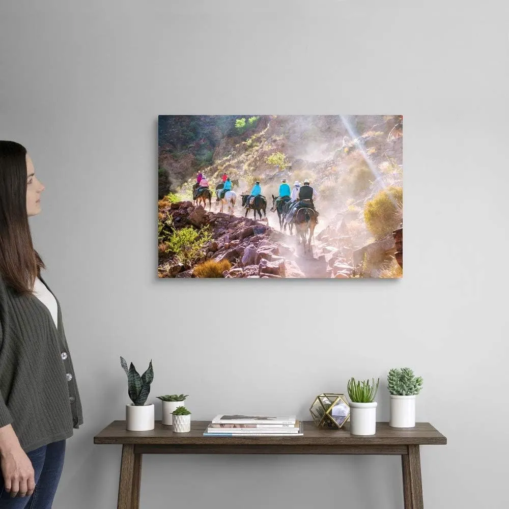 GREATBIGCANVAS Mule and Horseback Tour in Grand Canyon Canvas Wall Art Print, Horse Home Decor Artwork, 30"x20"