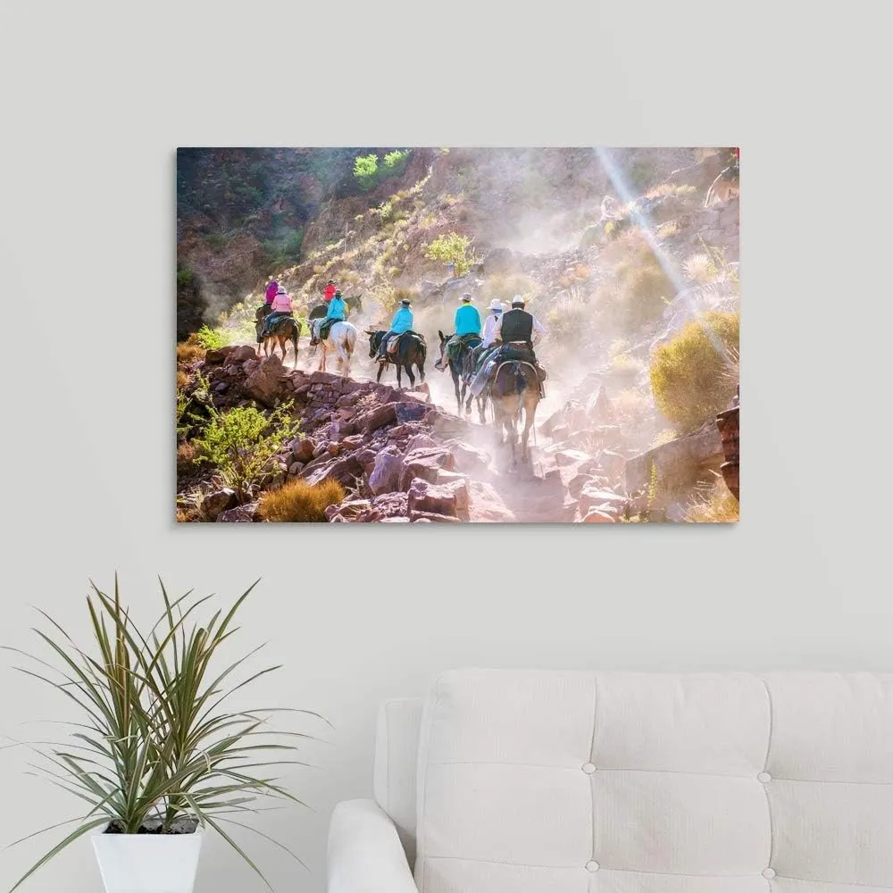 GREATBIGCANVAS Mule and Horseback Tour in Grand Canyon Canvas Wall Art Print, Horse Home Decor Artwork, 30"x20"
