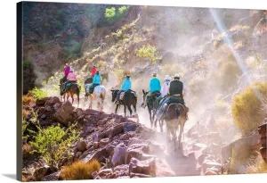 GREATBIGCANVAS Mule and Horseback Tour in Grand Canyon Canvas Wall Art Print, Horse Home Decor Artwork, 30"x20"