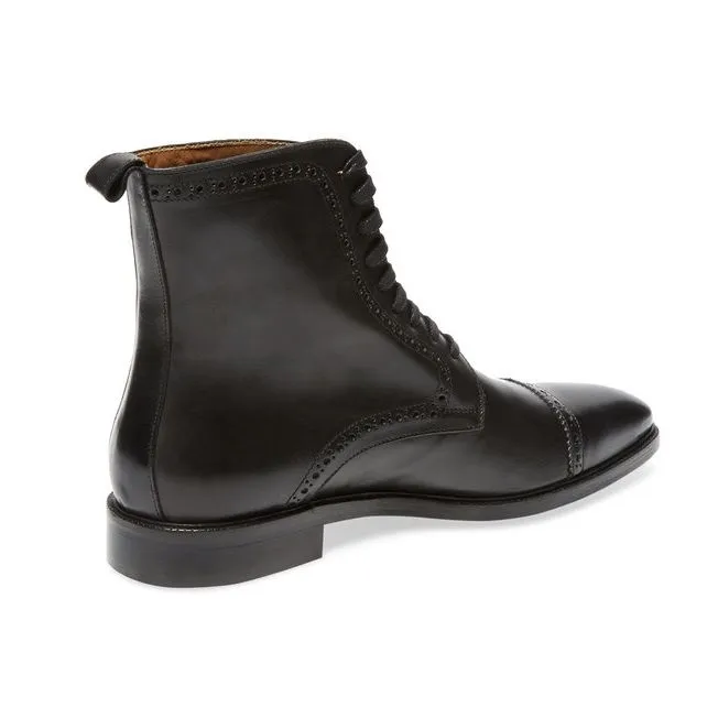Handmade Black Ankle Lace Up Boot for Men