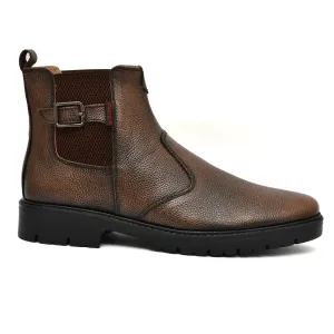 Handmade brown leather men's elegant chelsea boots Art OF-6401