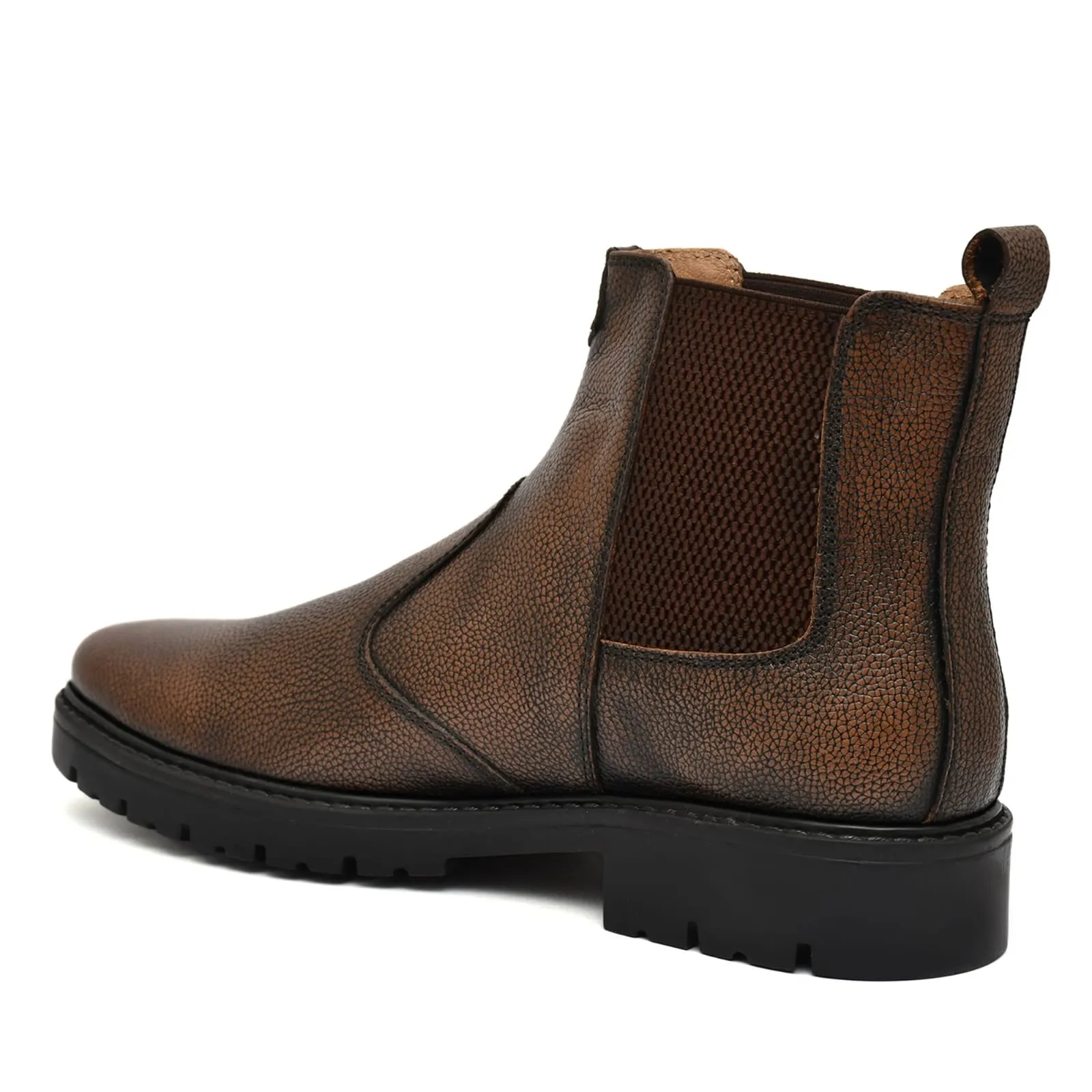 Handmade brown leather men's elegant chelsea boots Art OF-6401