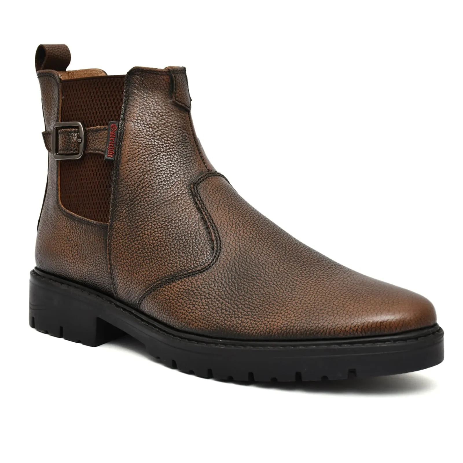 Handmade brown leather men's elegant chelsea boots Art OF-6401