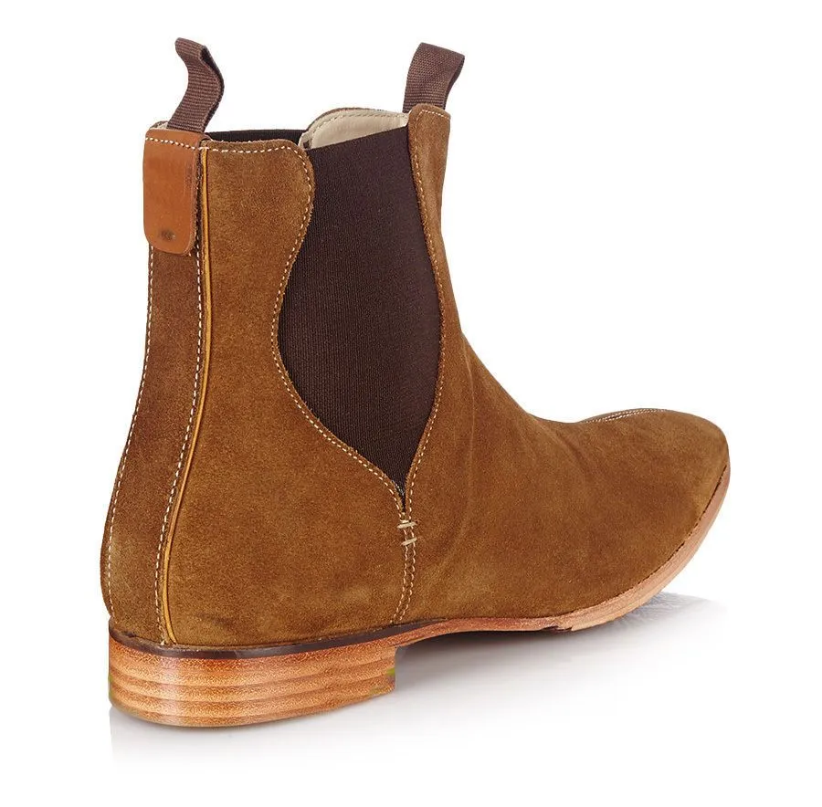 Handmade Brown Suede Chelsea Boots for Men