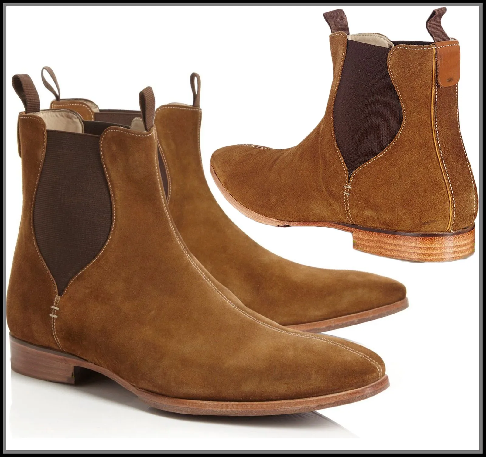 Handmade Brown Suede Chelsea Boots for Men