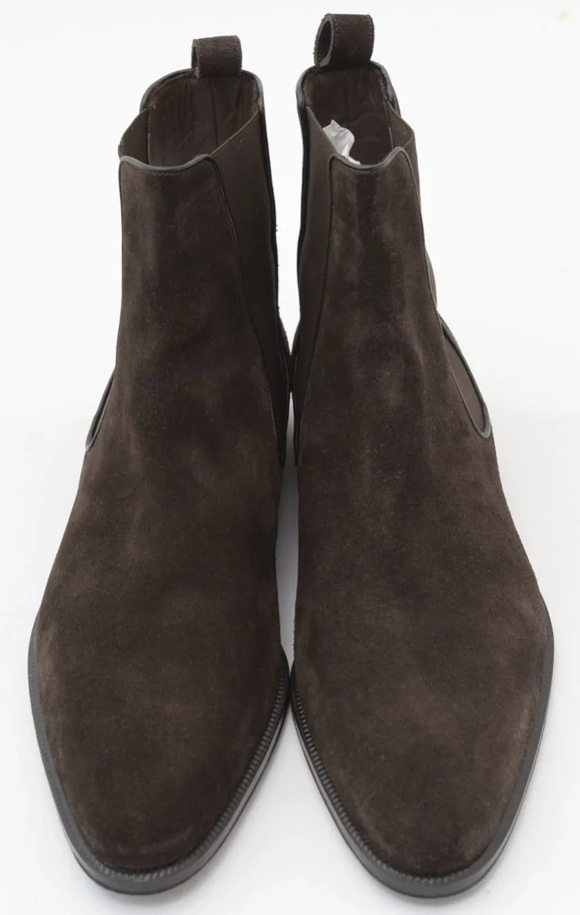 Handmade Choco Brown Chelsea Suede Leather Boots