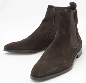 Handmade Choco Brown Chelsea Suede Leather Boots