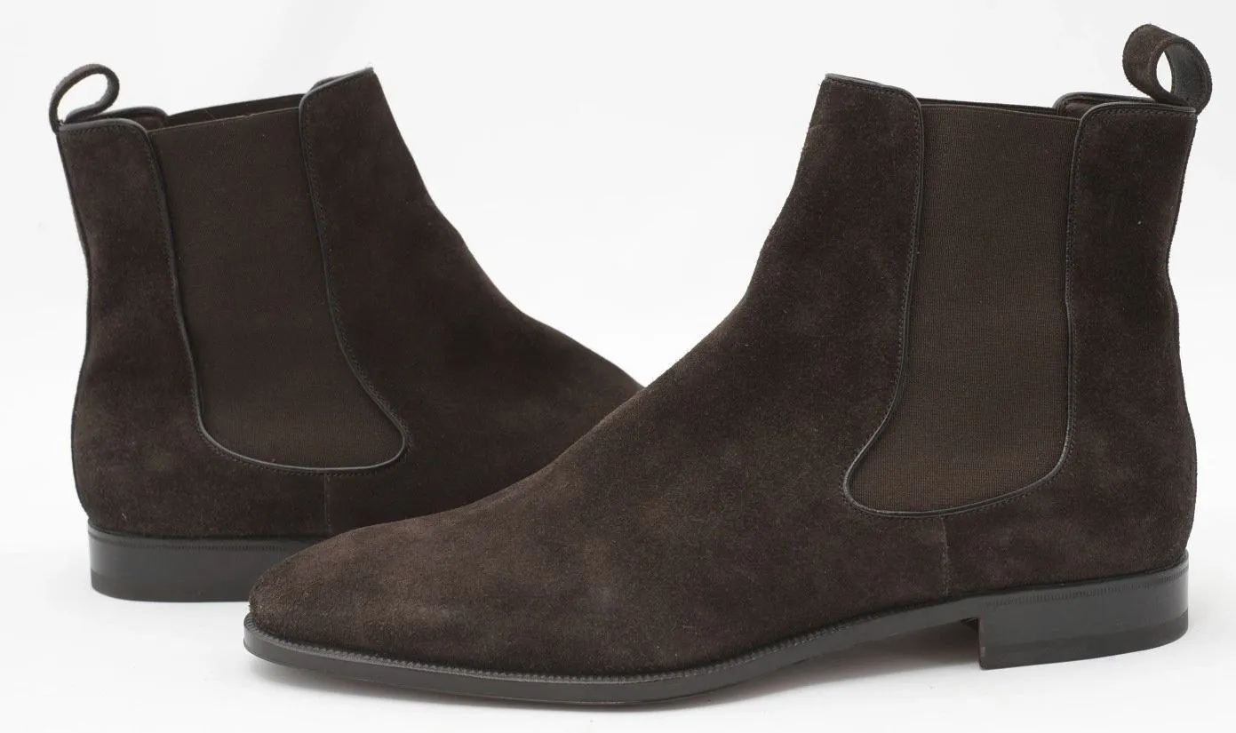 Handmade Choco Brown Chelsea Suede Leather Boots