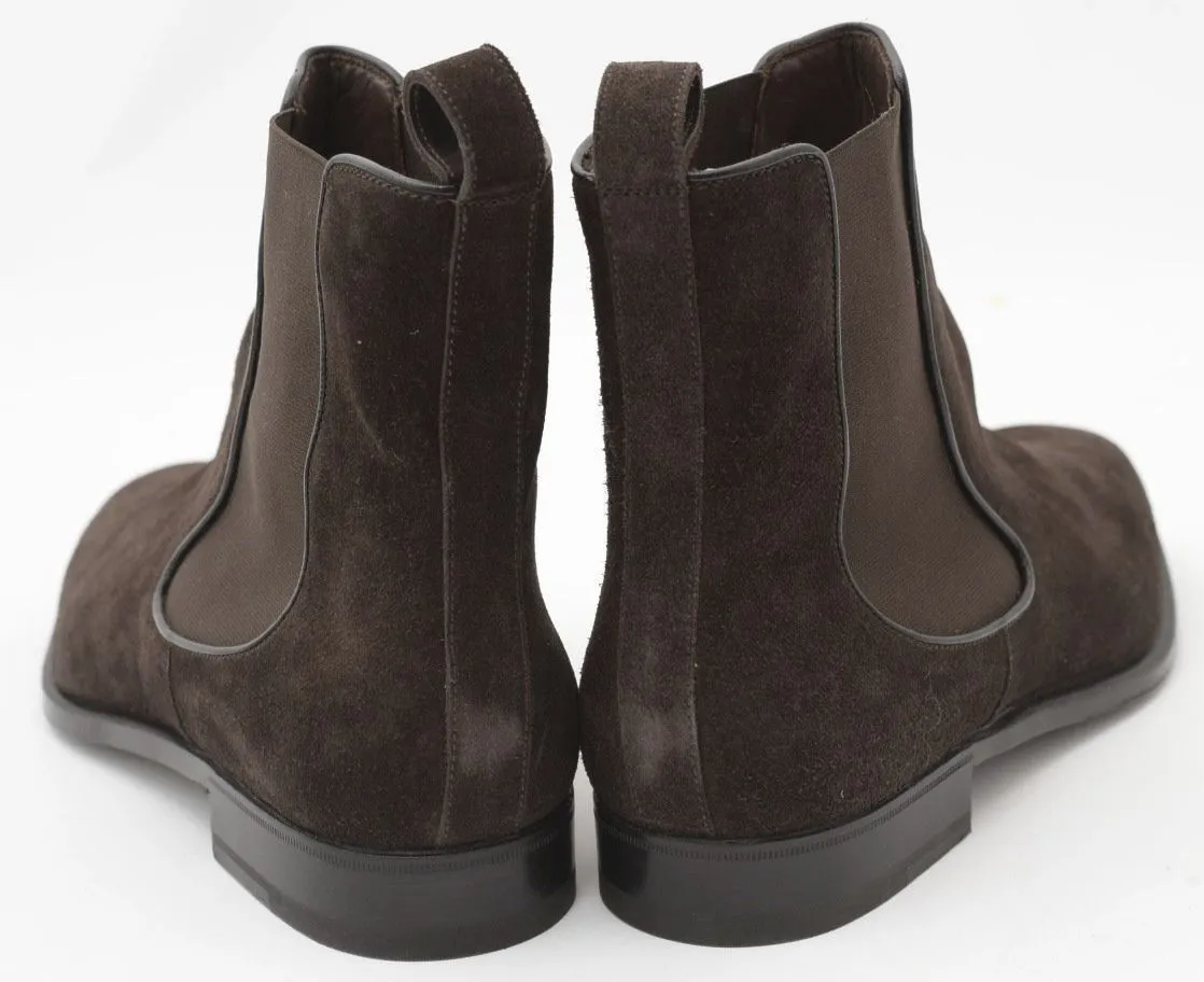 Handmade Choco Brown Chelsea Suede Leather Boots
