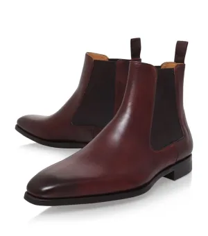 Handmade Maroon Chelsea Leather Ankle Boots for Men