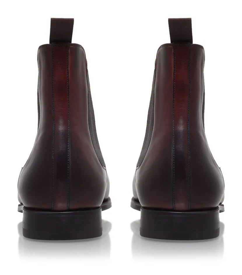 Handmade Maroon Chelsea Leather Ankle Boots for Men