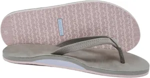 Hari Mari- Fields- Women's Nubuck Leather Flip Flops with Colorful Outsole- No Break Ins, Firm Arch Support, and Beveled Edge to Reduce Tripping