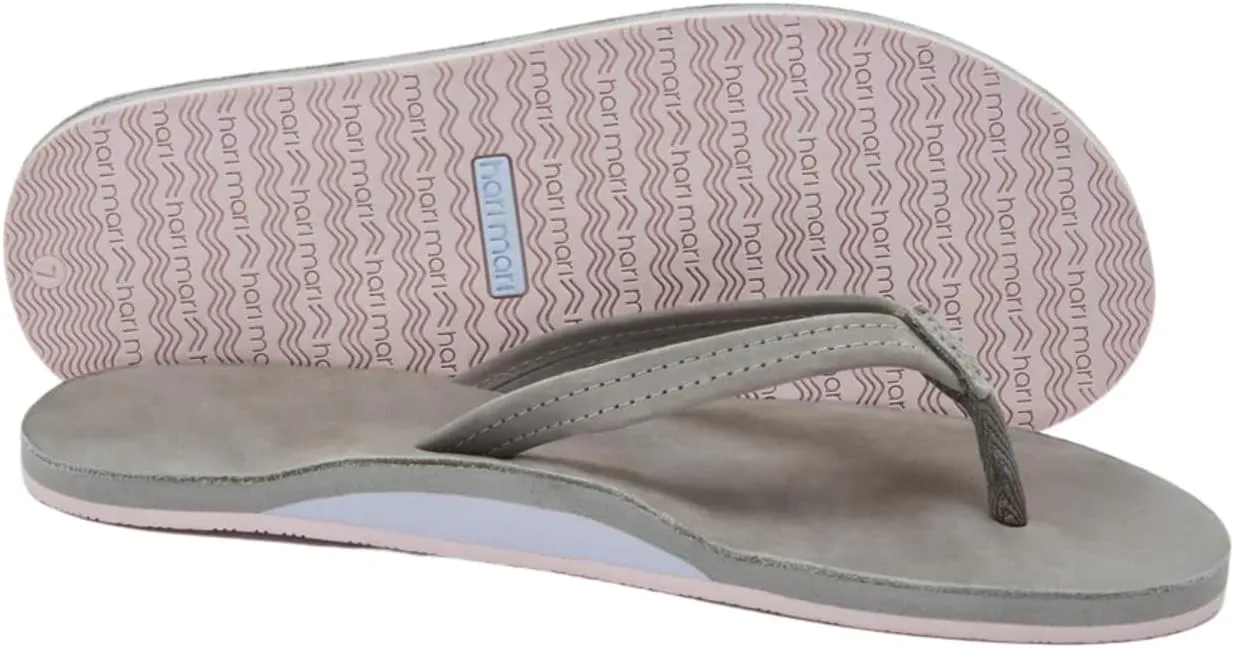 Hari Mari- Fields- Women's Nubuck Leather Flip Flops with Colorful Outsole- No Break Ins, Firm Arch Support, and Beveled Edge to Reduce Tripping