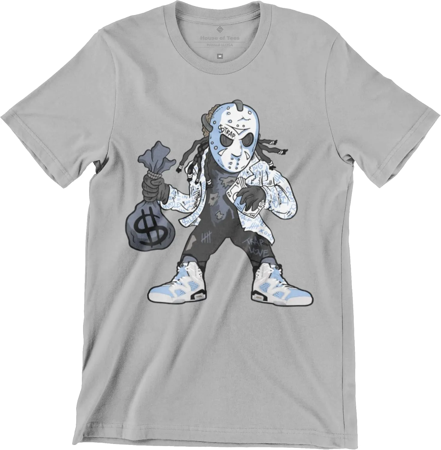 Hockey Mask Dude Jordan 6 Carolinaa Blue Men's T Shirt, Jordan 6 Matching for Sneaker Jordan 6, Gift for Sneaker Jordan 6