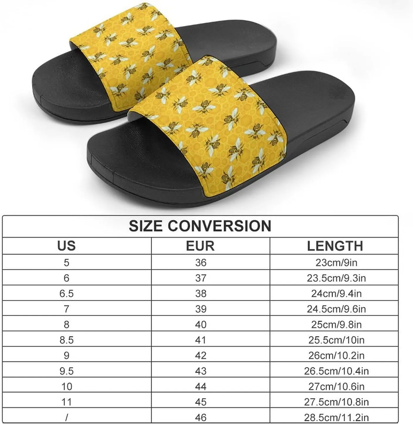 Honeybees Honeycomb Bumble Bee Hive Womens Slide Sandals Non Slip Summer House Slippers for Girls Slip-on Flip Flops