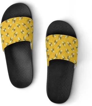 Honeybees Honeycomb Bumble Bee Hive Womens Slide Sandals Non Slip Summer House Slippers for Girls Slip-on Flip Flops