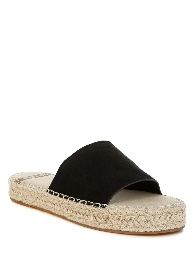 HUNTRA Real Soft Leather Espadrille Flatforms