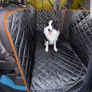 iBuddy Dog Hammock for Truck with Flip Up Rear Seats Crew Cab Truck Floor Dog Seat Cover Protects Vehicle from Hair, Scratches and Dirt, Back Seat Cover Fits Ford F150 F250, Chevy Silverado & RAM