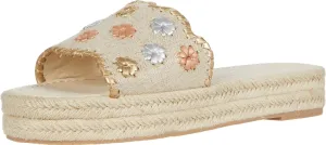 Jack Rogers Women's Palmer Slide Espadrille, Ecru/Metallic, 6