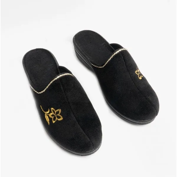 Jo & Joe HELEN Womens Wedge Heel Mule Slippers Black