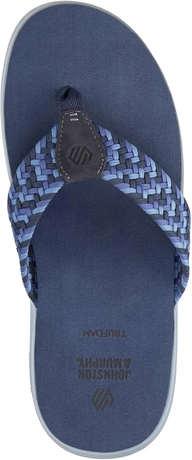 Johnston & Murphy Men’s Upton Woven Thong Sandals, Leather Flip Flops for Men, Casual Summer Shoes