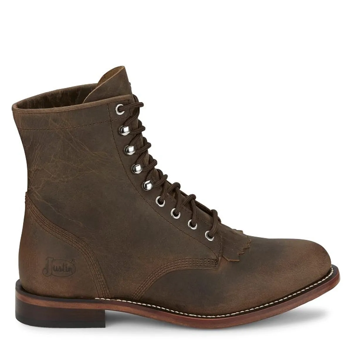 Justin Back Men Footwear Western Roper Drenna 7" Lace- Up Roper Color Khaki (#RP501)