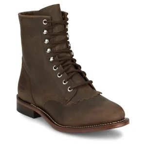 Justin Back Men Footwear Western Roper Drenna 7" Lace- Up Roper Color Khaki (#RP501)