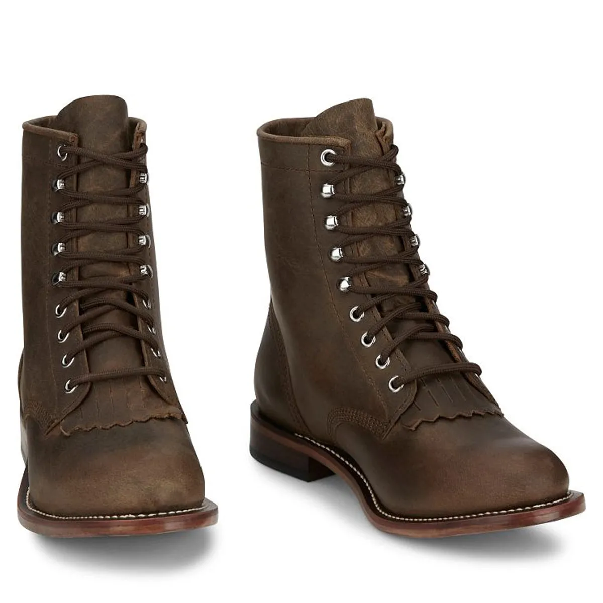 Justin Back Men Footwear Western Roper Drenna 7" Lace- Up Roper Color Khaki (#RP501)