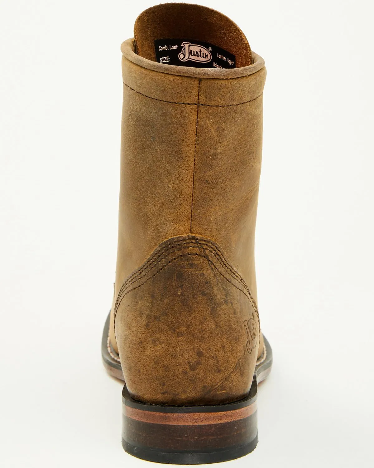 Justin Boot Company Men`s Justin Drennan Brown Water Buffalo 7In Lace Up Roper