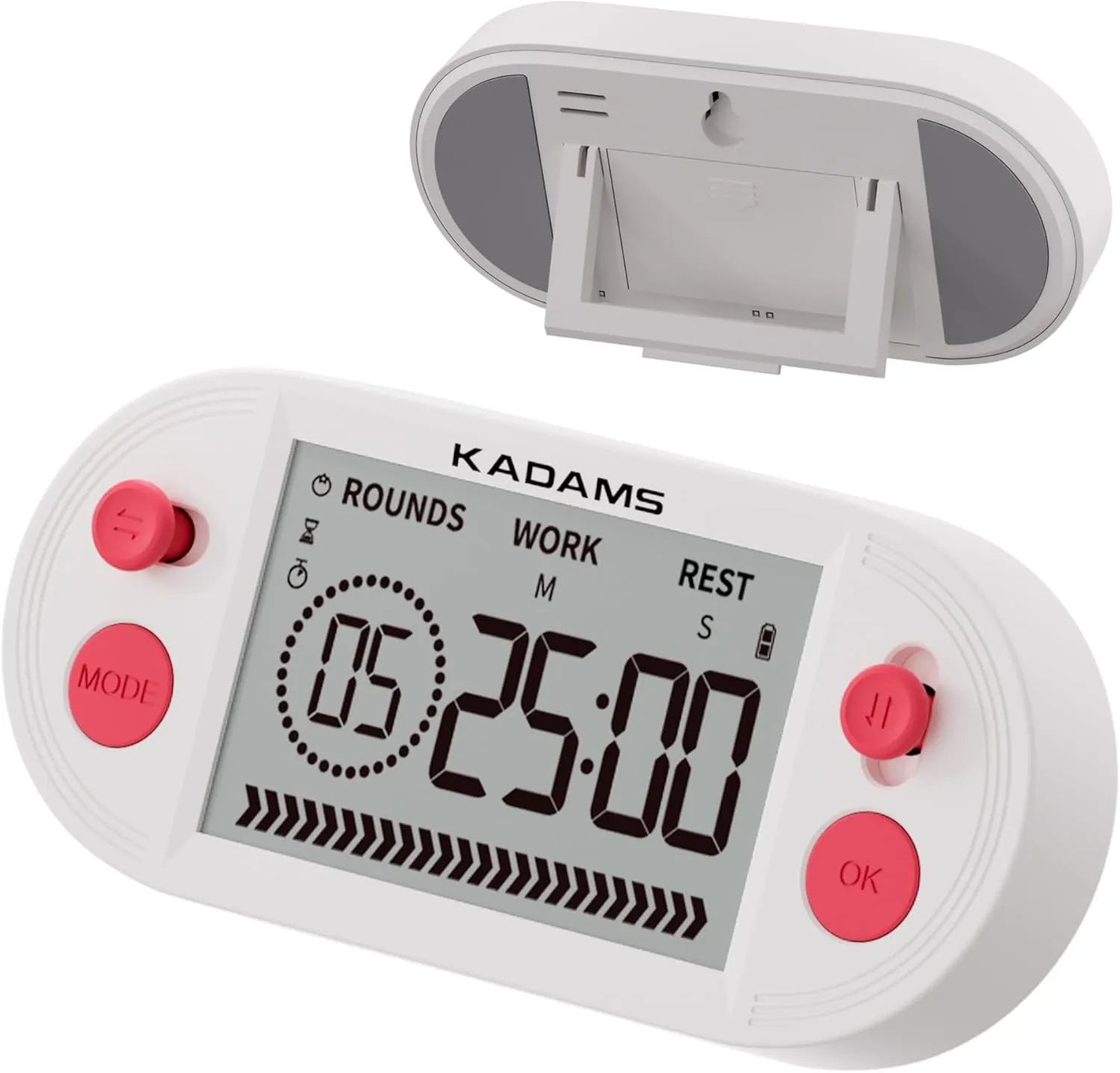 KADAMS Pomodoro Timer for Productivity Interval Countdown for Study Exams Gym Workouts Exercise HIIT Tabata -Magnets, Stand (Red)