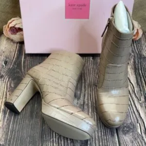 Kate Spade Beige Leather Barrett Booties 8B