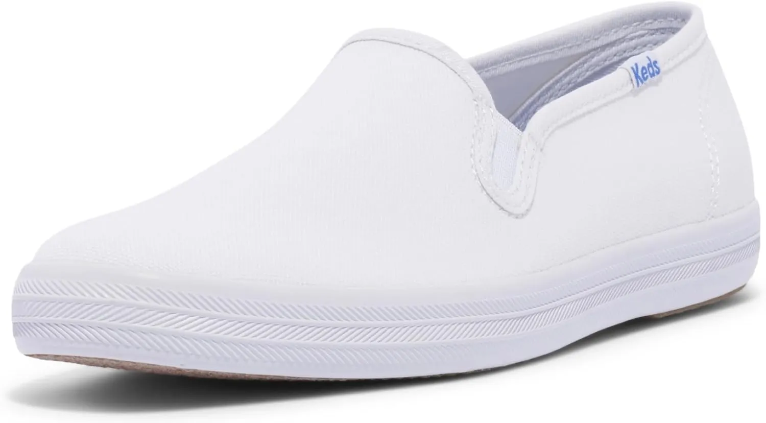 Keds Women's Champion Slip on Sneaker, White Canvas, 9.5 Narrow