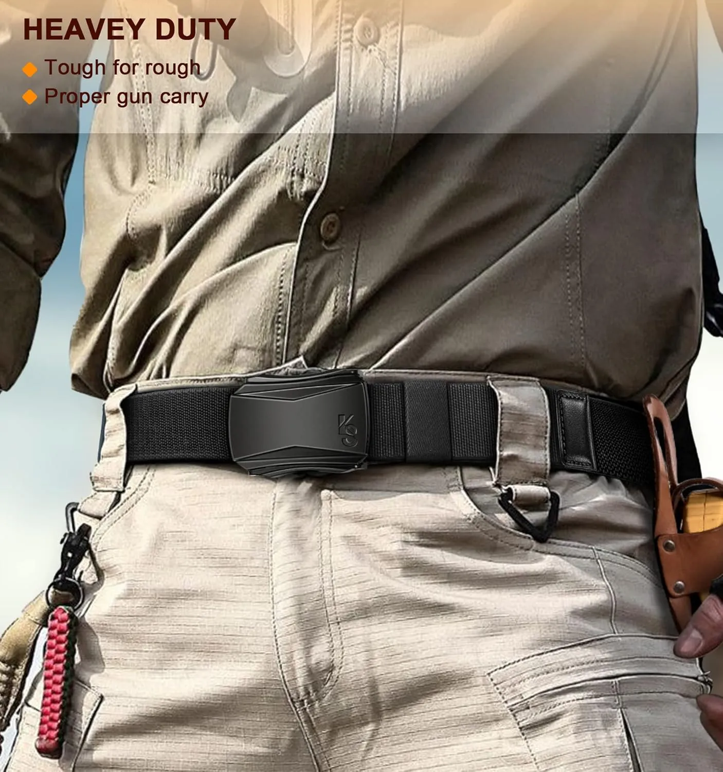 KEMISANT Mens Belt, Military Tactical Stretch Web Nylon Belt For Gift Men Hiking Hunting 1.5",Cut For Fit