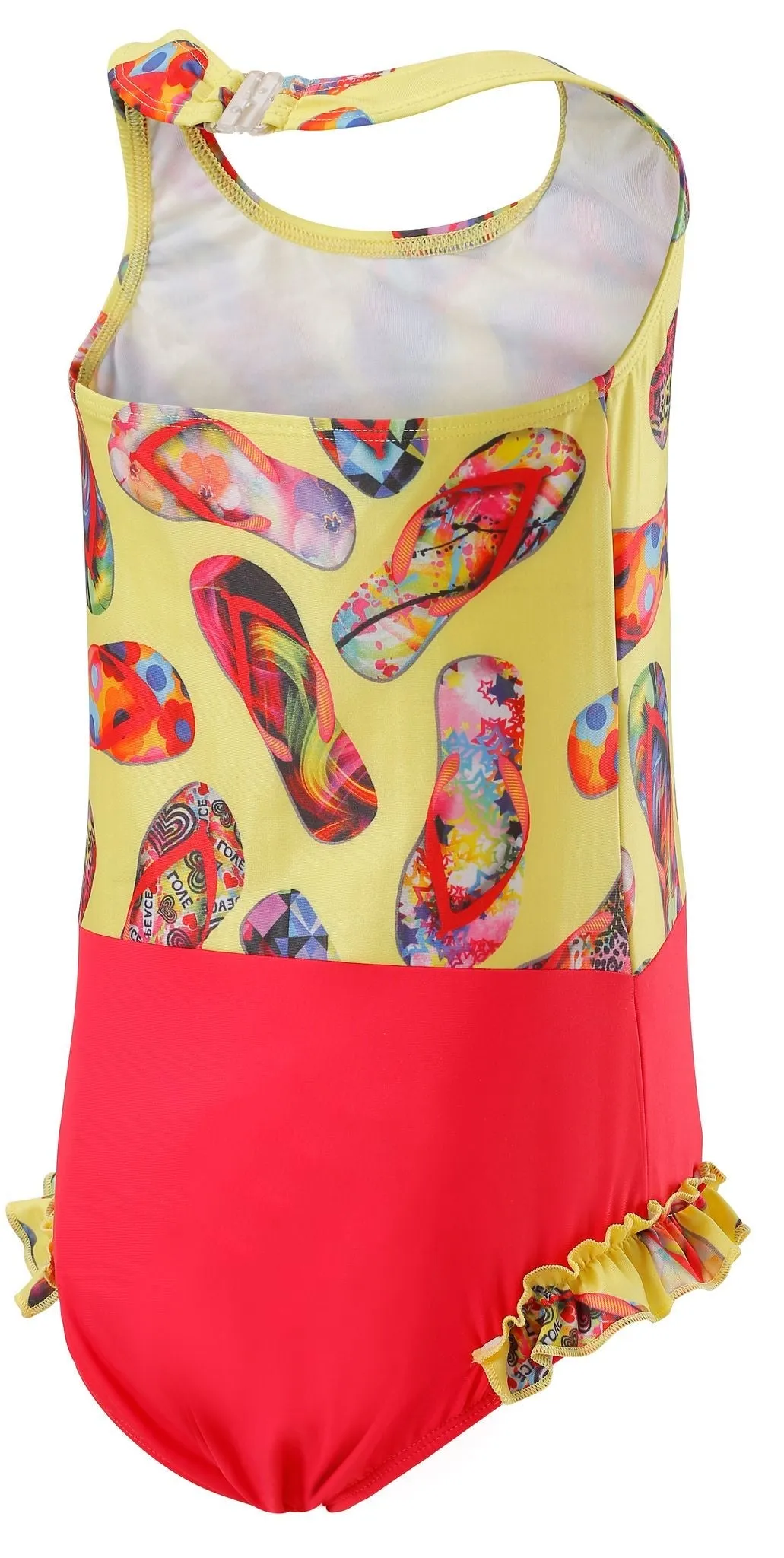 Kes-Vir Girl's Flipflop Halterneck - Marigold/Coral