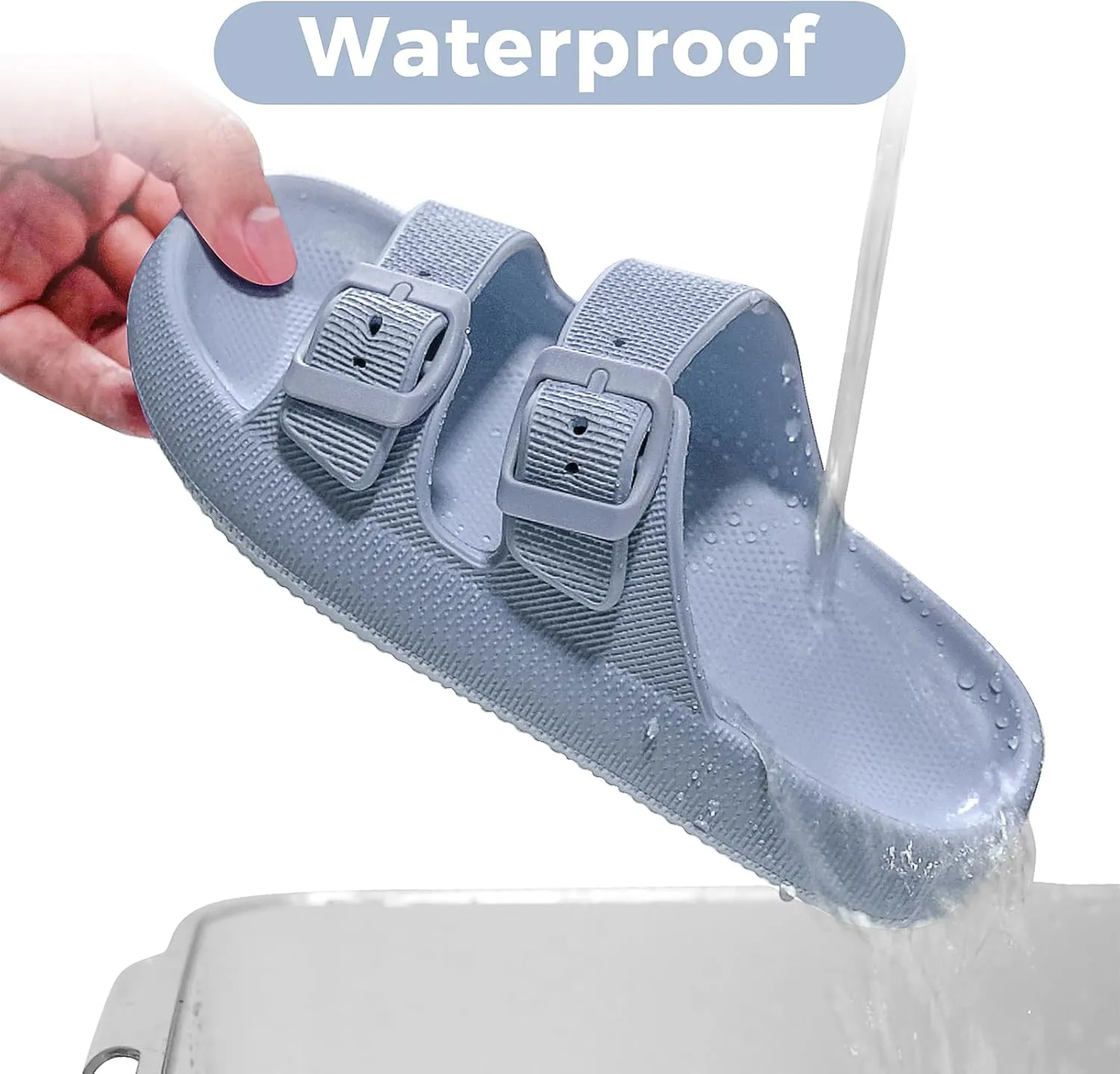 Kids Buckle Cloud Slides丨Boys Girls Slip On Sandals丨Youth Shower Flip Flops Beach Pool Shoes EVA Adjustable Summer Slippers （12 Little Kids - 7 Big Kids）