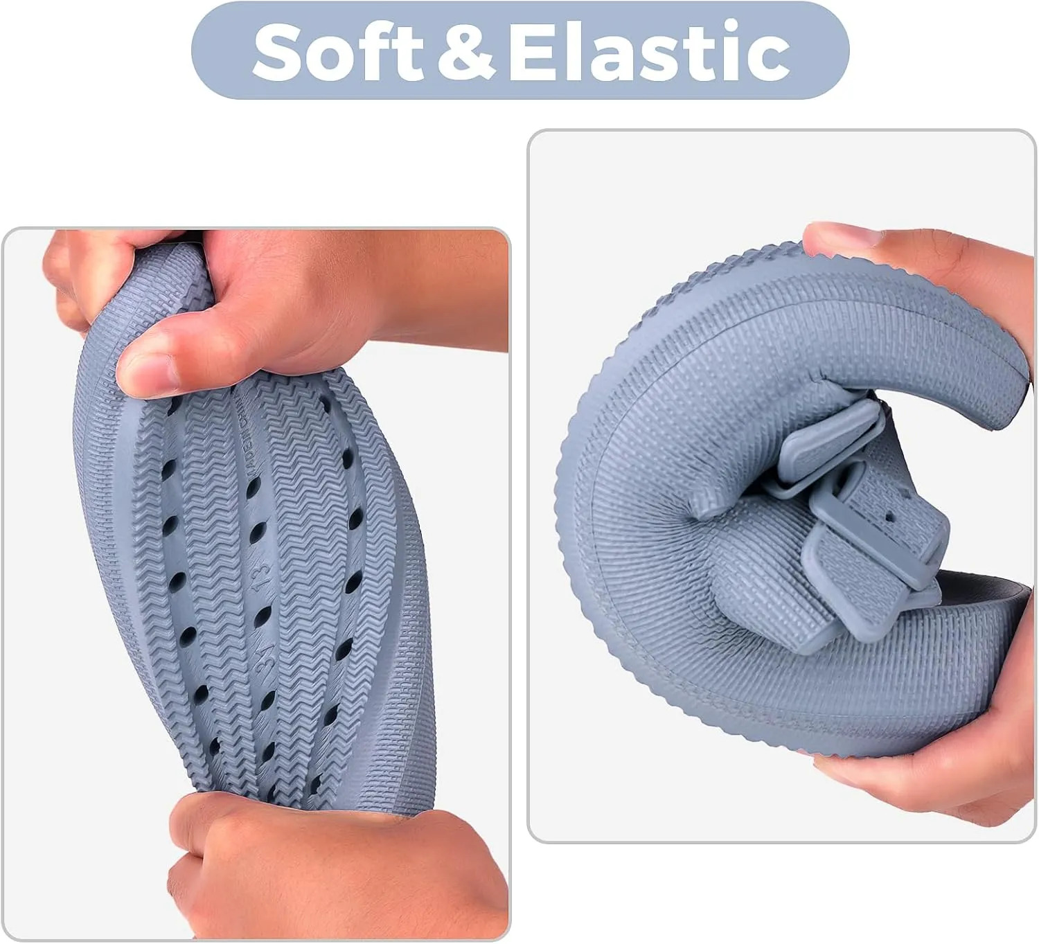 Kids Buckle Cloud Slides丨Boys Girls Slip On Sandals丨Youth Shower Flip Flops Beach Pool Shoes EVA Adjustable Summer Slippers （12 Little Kids - 7 Big Kids）