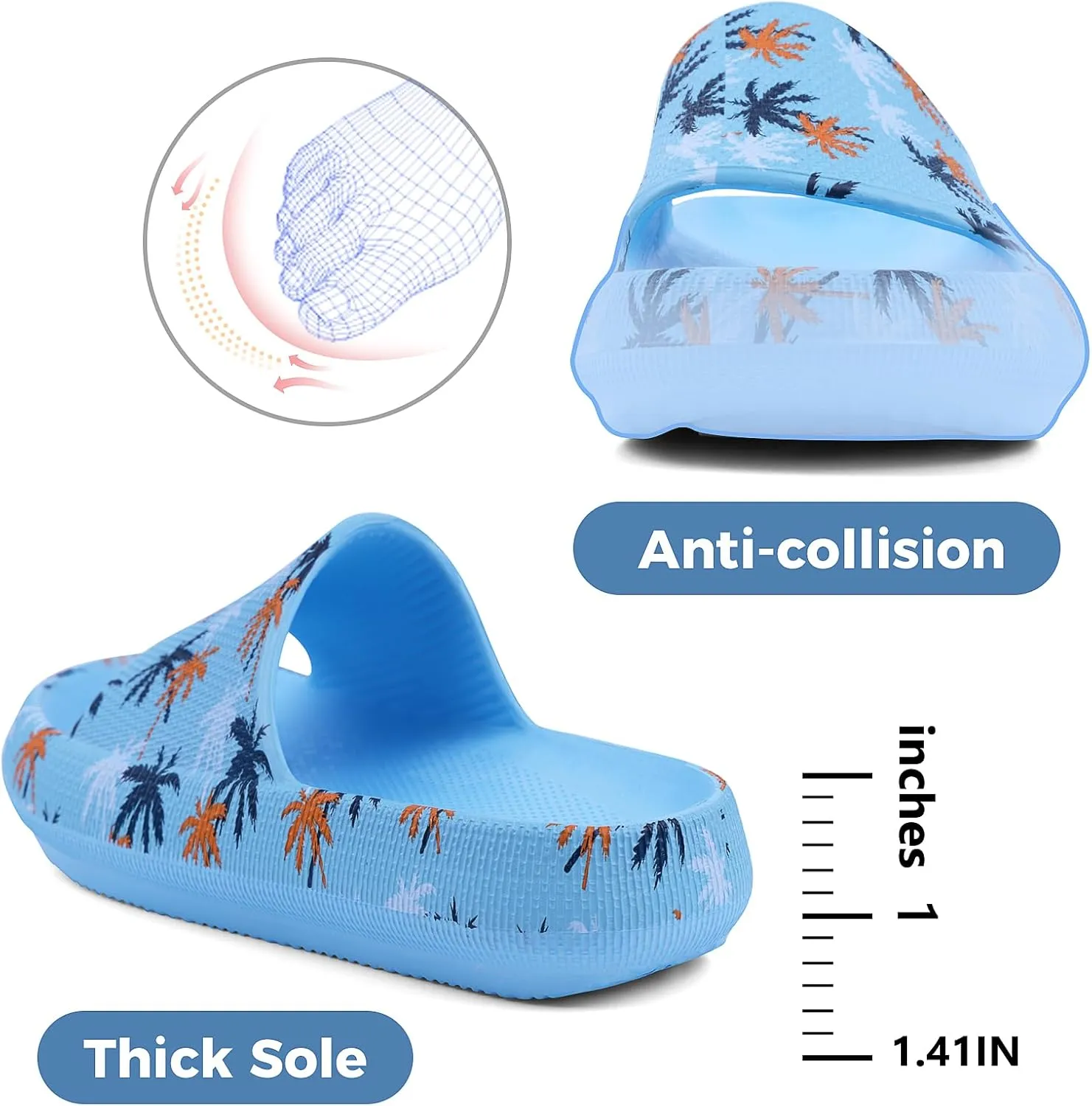 Kids Cloud Slides Boys Girls Flip Flops Slip On Beach Sandals Youth Pool Shower Shoes EVA Summer Slippers（11 Little Kids - 6 Big Kids）