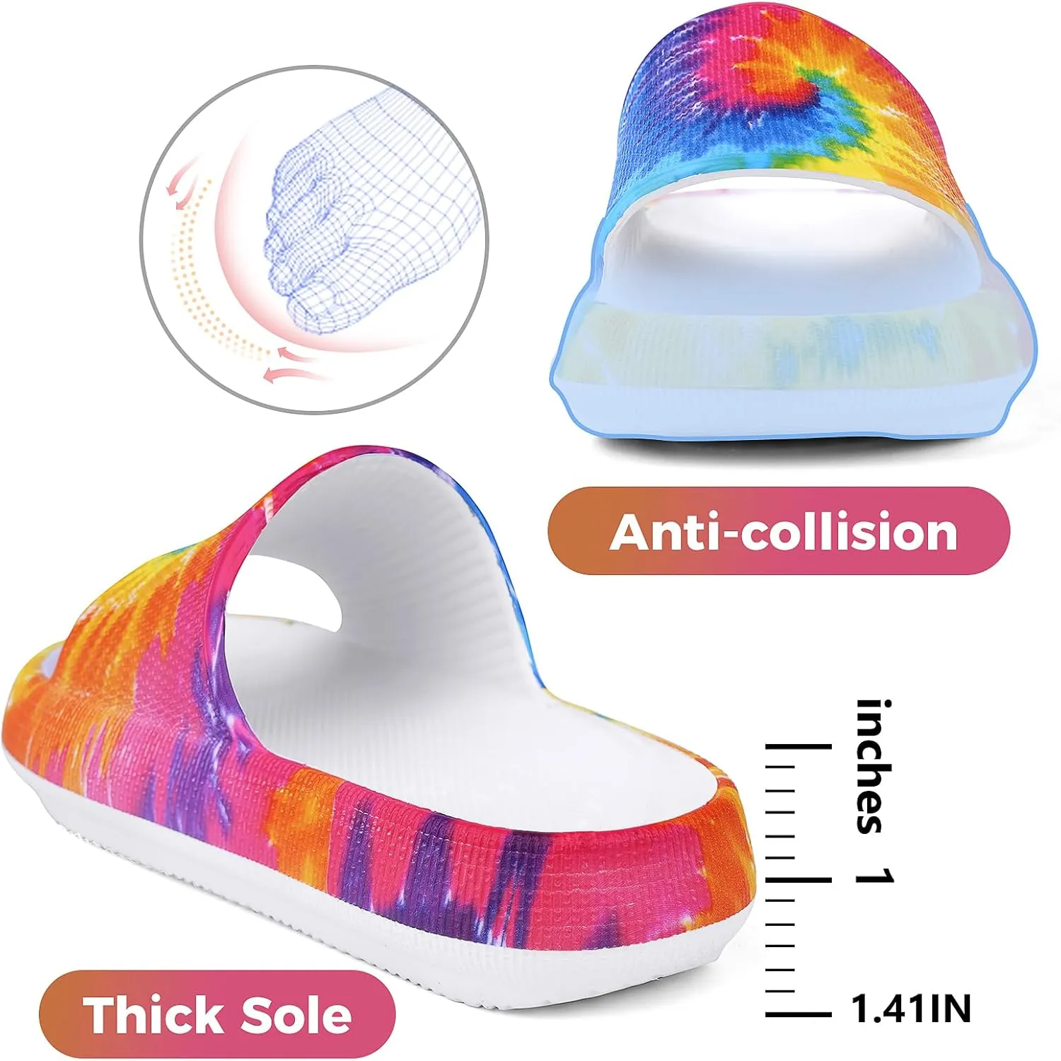 Kids Cloud Slides Boys Girls Flip Flops Slip On Beach Sandals Youth Pool Shower Shoes EVA Summer Slippers（11 Little Kids - 6 Big Kids）