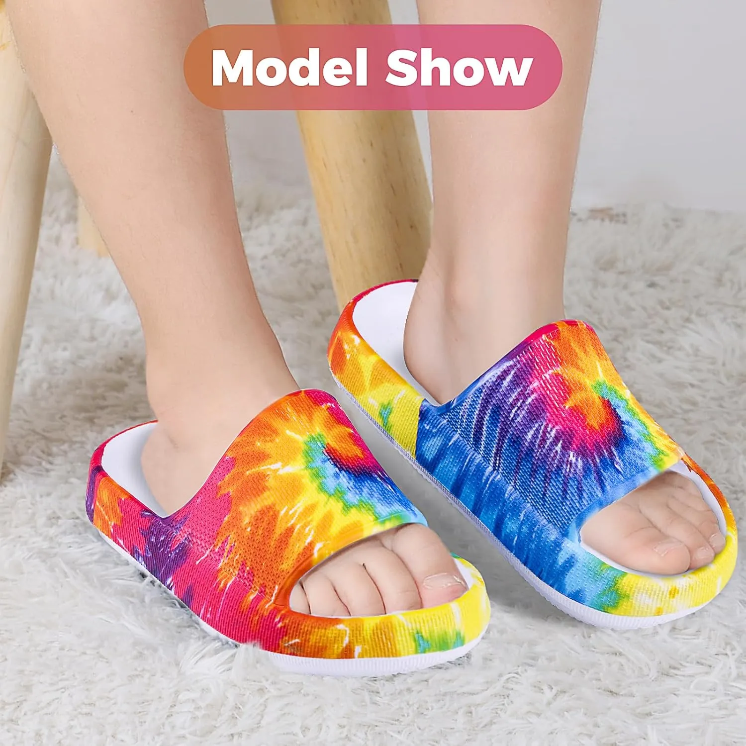Kids Cloud Slides Boys Girls Flip Flops Slip On Beach Sandals Youth Pool Shower Shoes EVA Summer Slippers（11 Little Kids - 6 Big Kids）