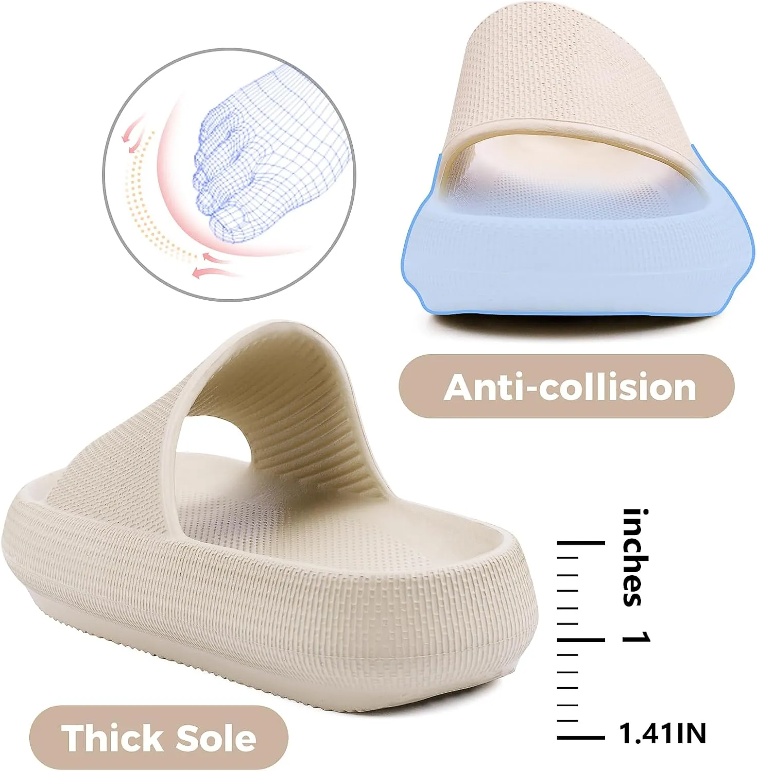 Kids Cloud Slides Boys Girls Flip Flops Slip On Beach Sandals Youth Pool Shower Shoes EVA Summer Slippers（11 Little Kids - 6 Big Kids）