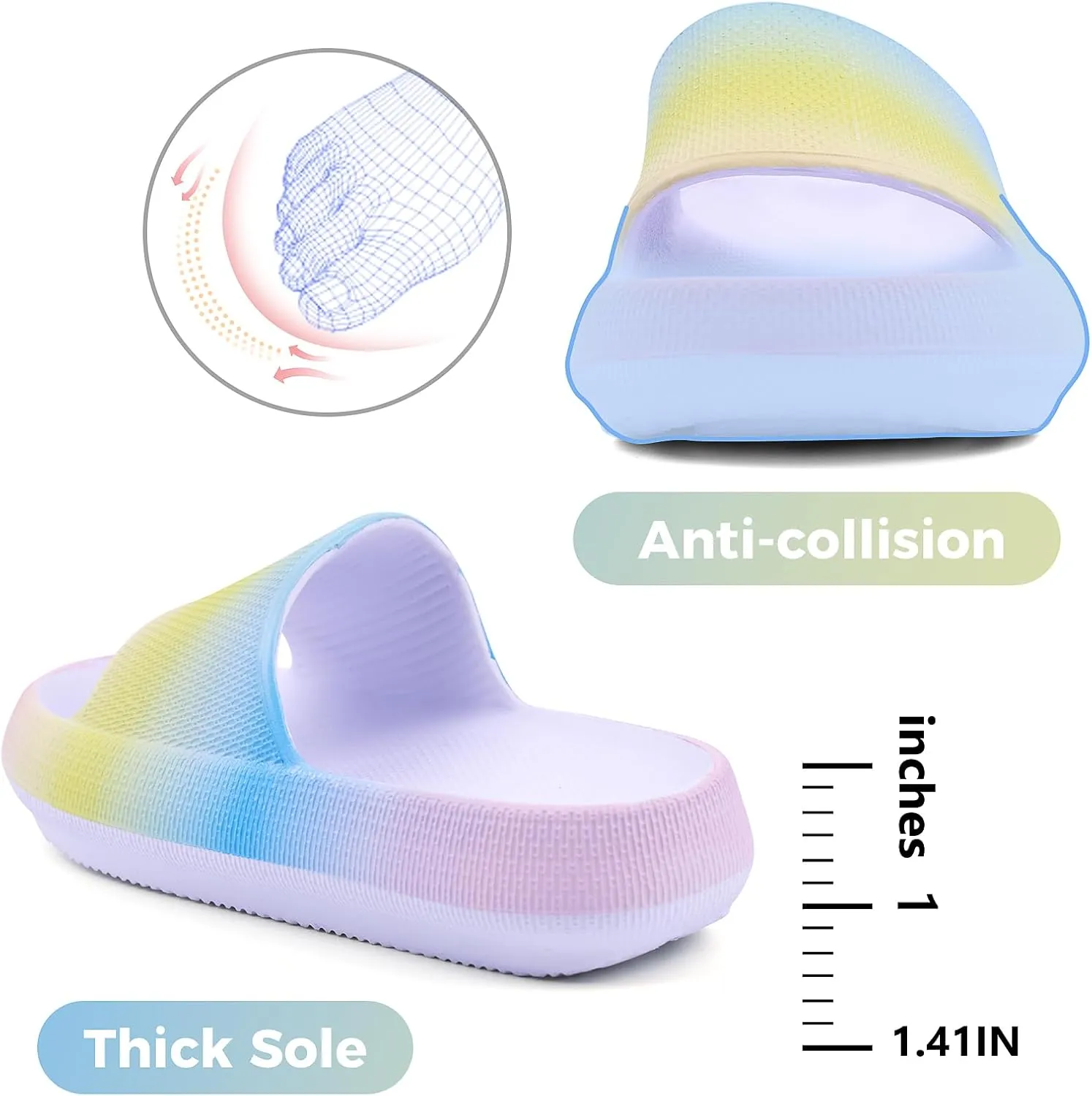 Kids Cloud Slides Boys Girls Flip Flops Slip On Beach Sandals Youth Pool Shower Shoes EVA Summer Slippers（11 Little Kids - 6 Big Kids）