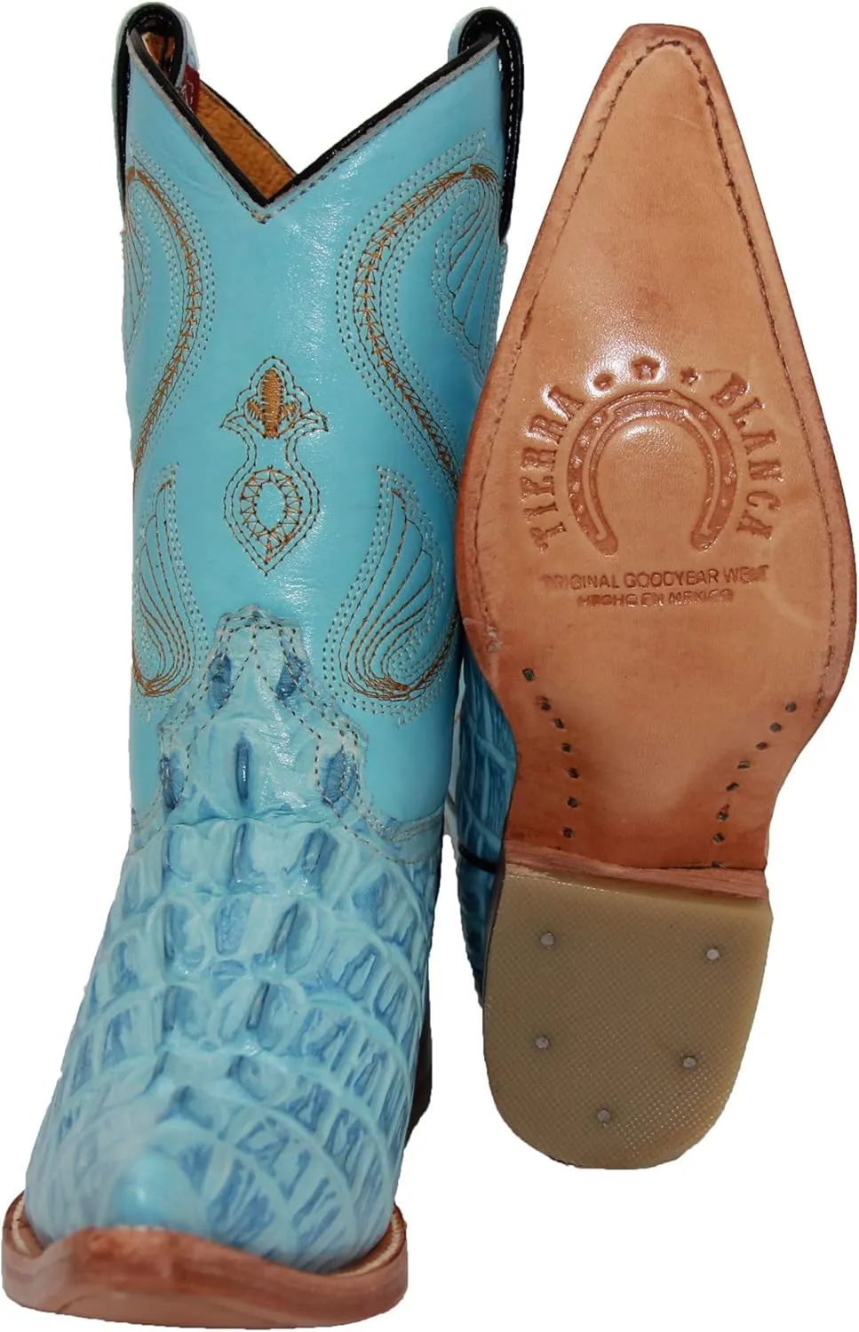 Kids Crocodile Alligator Print Western Cowboy Leather Boots Toddler Little Kid
